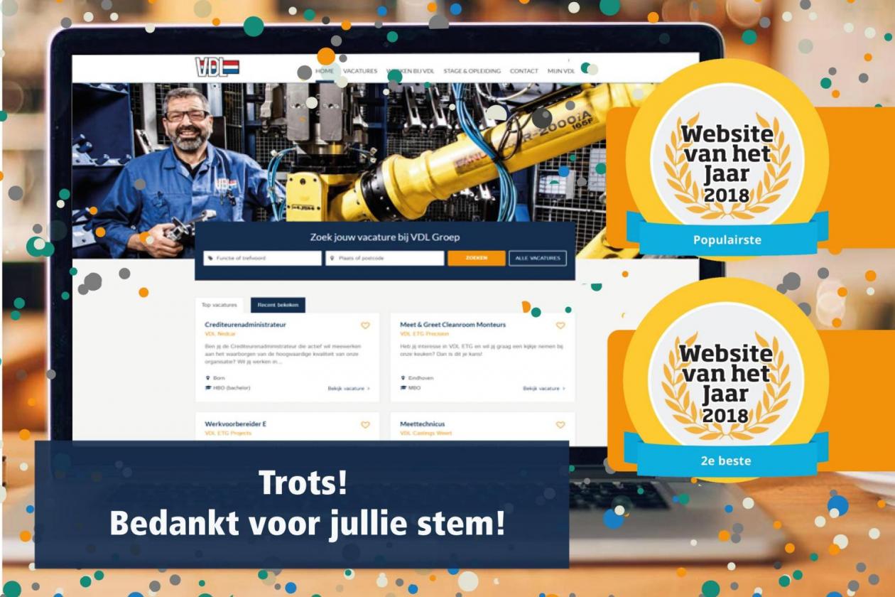 Werkenbijvdl.nl meest populaire Website van het Jaar 2018!